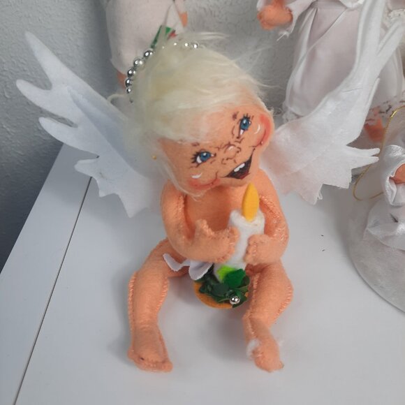 LOT OF 5 Annalee Christmas Angels, With Candle, Star, Slingshot, Trumpet, Dove - Picture 8 of 12